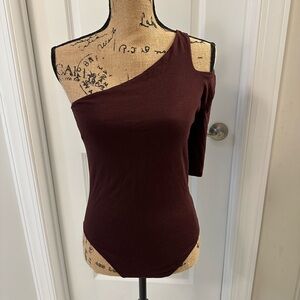 Express One-Shoulder Maroon Bodysuit